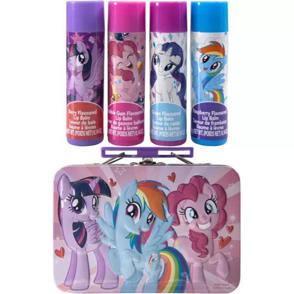 My Little Pony 4 Pack Vegan Lip Balm with Collectible Tin Case for Girls Ages 3