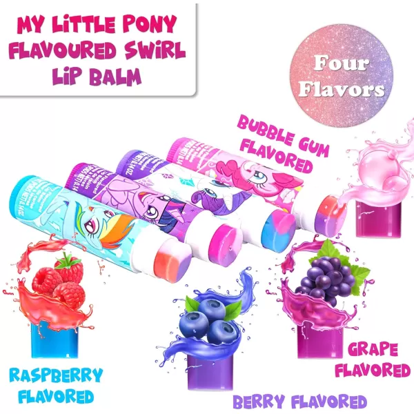 My Little Pony 4 Pack Vegan Lip Balm with Collectible Tin Case for Girls Ages 3