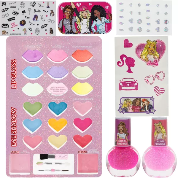 Townley Girl Barbie Beauty Vanity Set with LightUp Mirror  Includes Lip Gloss Eye Shadow Brushes Nail Polish Accessories and More Ages 3  Perfect for Parties Sleepovers and Makeovers