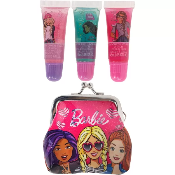 Townley Girl Barbie Coin Purse and PlantBased Lip Gloss Set Cute Pouch Wallet Small Money Bag Toy Ages 3 and Up015 Fl Oz Pack of 1