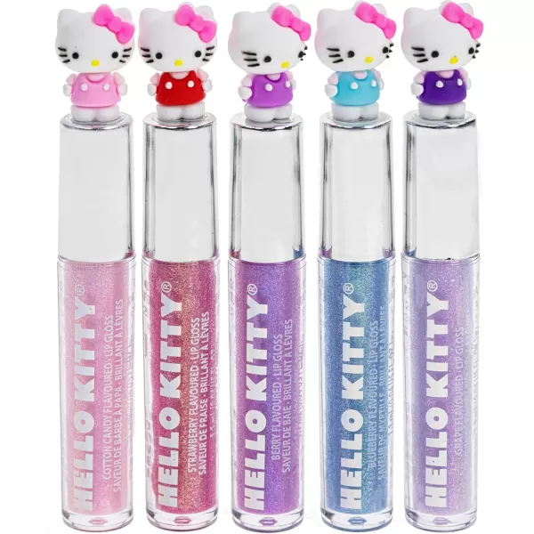 Townley Girl Hello Kitty 5 Pc Plant Based Moisturizing Lip Gloss Makeup Set for Girls Kids Toddlers Perfect for Parties Sleepovers Makeovers Birthday Gift for Girls 3 Yrs