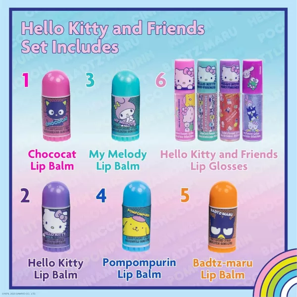 Townley Girl Hello Kitty and Friends 5 Pk Lip Balm and 4 Pk Lip Gloss Set wBag Makeup Cosmetic Set for Kids and Girls Ages 3 Perfect for Parties Sleepovers ampamp MakeoversLip Balm  Lip Gloss Set