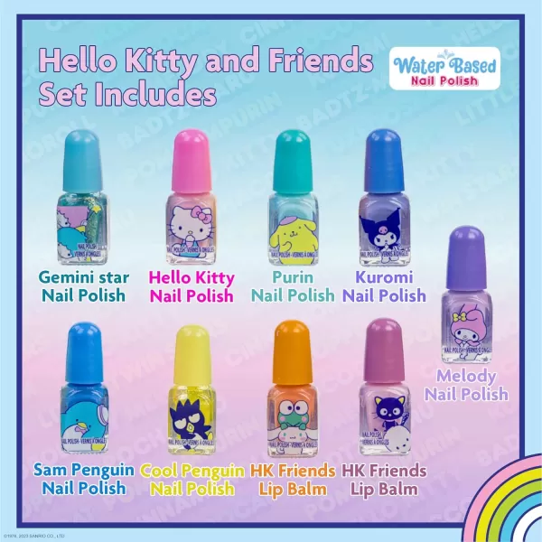 Townley Girl Hello Kitty and Friends 5 Pk Lip Balm and 4 Pk Lip Gloss Set wBag Makeup Cosmetic Set for Kids and Girls Ages 3 Perfect for Parties Sleepovers ampamp MakeoversNail Polish Set