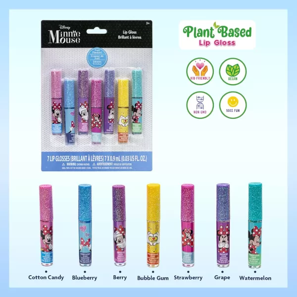 Townley Girl Super Sparkly Lip Gloss Set Featuring Disney Minnie Mouse  7 Fun Flavors for Girls Ideal for Sleepovers Makeovers and GiftsMinnie Mouse