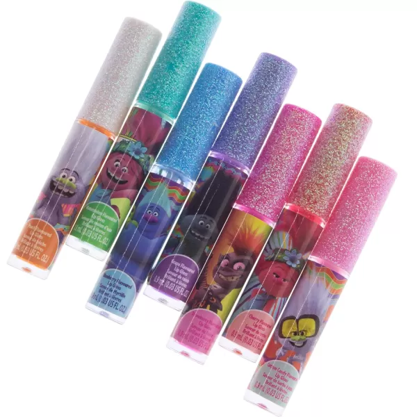 Townley Girl Trolls World Tour Super Sparkly 7 Pieces Party Favor Lip Gloss Makeup Set for Girls Kids Toddlers Perfect for Parties Sleepovers Makeovers Birthday Gift for Girls above 3 Yrs 7 CT