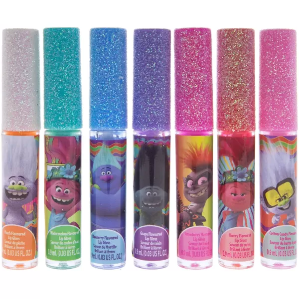 Townley Girl Trolls World Tour Super Sparkly 7 Pieces Party Favor Lip Gloss Makeup Set for Girls Kids Toddlers Perfect for Parties Sleepovers Makeovers Birthday Gift for Girls above 3 Yrs 7 CT