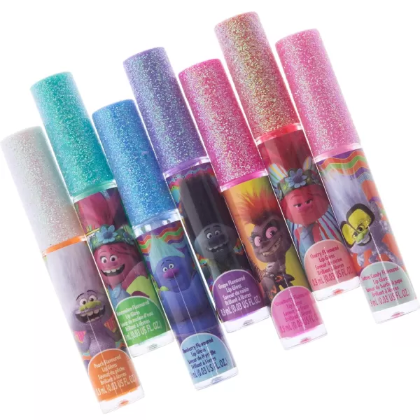 Townley Girl Trolls World Tour Super Sparkly 7 Pieces Party Favor Lip Gloss Makeup Set for Girls Kids Toddlers Perfect for Parties Sleepovers Makeovers Birthday Gift for Girls above 3 Yrs 7 CT