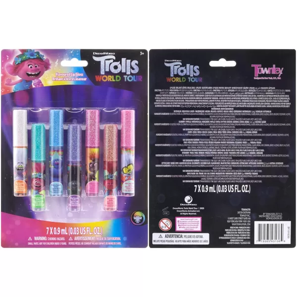 Townley Girl Trolls World Tour Super Sparkly 7 Pieces Party Favor Lip Gloss Makeup Set for Girls Kids Toddlers Perfect for Parties Sleepovers Makeovers Birthday Gift for Girls above 3 Yrs 7 CT