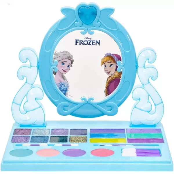 Disney Frozen  Townley Girl Cosmetic Vanity Compact Makeup Set with Mirror ampamp Builtin Music Includes Lip Gloss Shimmer ampamp Brushes for Kids Girls Ages 3 perfect for Parties Sleepovers and Makeovers