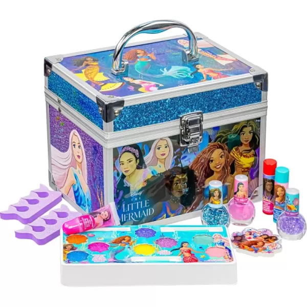 Disney Princess Train Case Girls Beauty Set Kids Makeup Kit for Girls Real Washable Toy Makeup Set Play Makeup Pretend Play Party Favor Birthday Toys Ages 3 4 5 6 7 8 9 10 11 12Little Mermaid