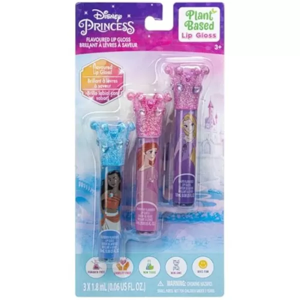 Townley Girl Disney Princess Plant Based 3 Pcs Crown Lip Gloss Makeup Set for Kids and Girls Ages 3 Perfect for Parties Sleepovers ampamp Makeovers