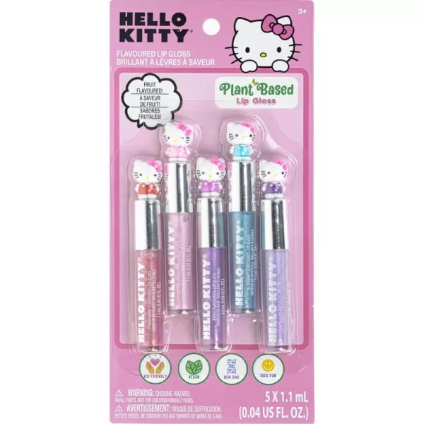 Townley Girl Hello Kitty 5 Pc Plant Based Moisturizing Lip Gloss Makeup Set for Girls Kids Toddlers Perfect for Parties Sleepovers Makeovers Birthday Gift for Girls 3 Yrs