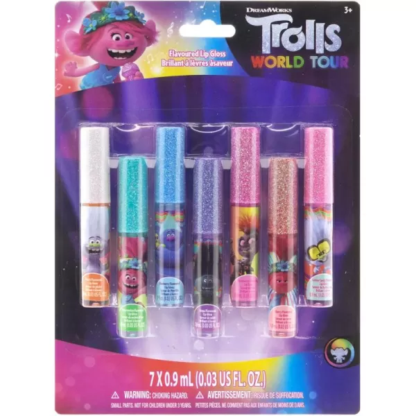 Townley Girl Trolls World Tour Super Sparkly 7 Pieces Party Favor Lip Gloss Makeup Set for Girls Kids Toddlers Perfect for Parties Sleepovers Makeovers Birthday Gift for Girls above 3 Yrs 7 CT