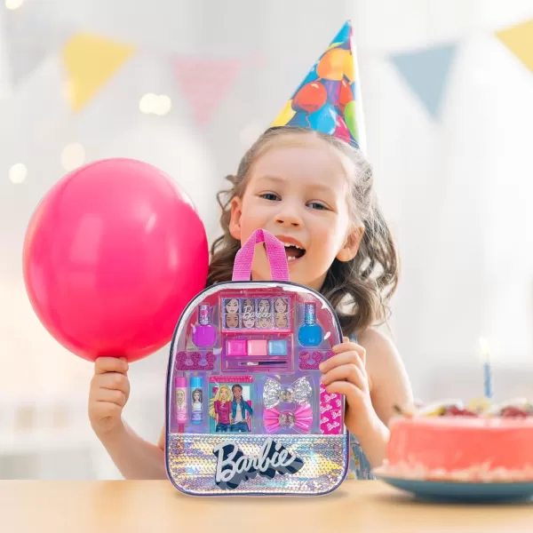 imageBarbie  Townley Girl 15 Pcs Makeup Filled Backpack Cosmetic Gift Set with Mirror Includes Lip Gloss Nail Polish Hair Bow ampamp More for Kids Girls Ages 3 Perfect for Parties Sleepovers ampamp Makeovers