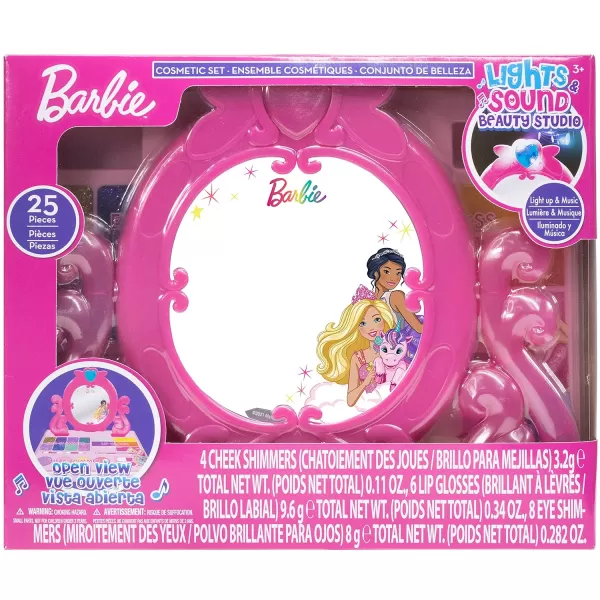 imageBarbie  Townley Girl Cosmetic Vanity Compact Makeup Set with Light ampamp Builtin Music Includes Lip Gloss Shimmer Compact ampamp Brushes for Kids Girls Ages 3 Perfect for Parties Sleepovers ampamp Makeovers