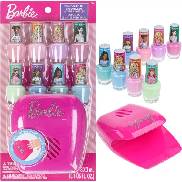 imageBarbie Townley Girl NonToxic PeelOff WaterBased Safe Nail Polish Set with Nail Dryer for Kids Batteries Not Included Ages 3 and UpBarbie