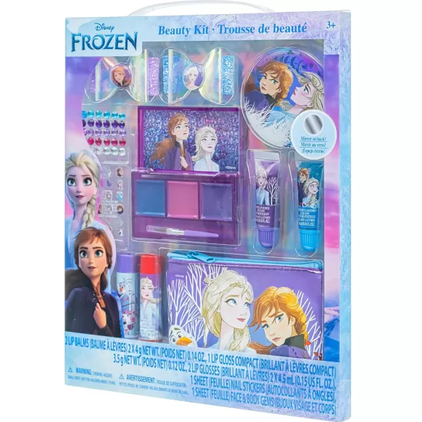 imageDisney Frozen  Townley Girl Super Sparkly Cosmetic Beauty Makeup Set For Girls with Clips Lip Gloss Nail Stickers Lip Balm Nail Gems and Mirror For Parties Sleepovers ampamp Makeovers