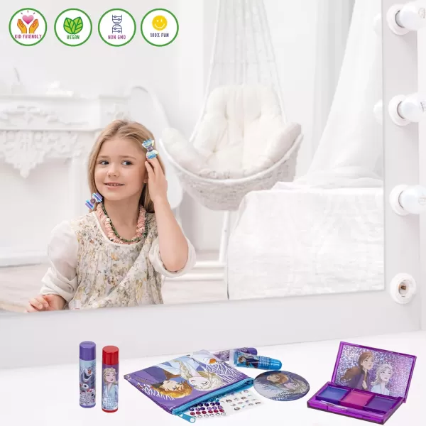 imageDisney Frozen  Townley Girl Super Sparkly Cosmetic Beauty Makeup Set For Girls with Clips Lip Gloss Nail Stickers Lip Balm Nail Gems and Mirror For Parties Sleepovers ampamp Makeovers