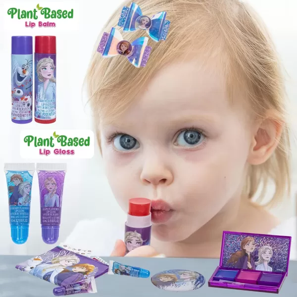 imageDisney Frozen  Townley Girl Super Sparkly Cosmetic Beauty Makeup Set For Girls with Clips Lip Gloss Nail Stickers Lip Balm Nail Gems and Mirror For Parties Sleepovers ampamp Makeovers