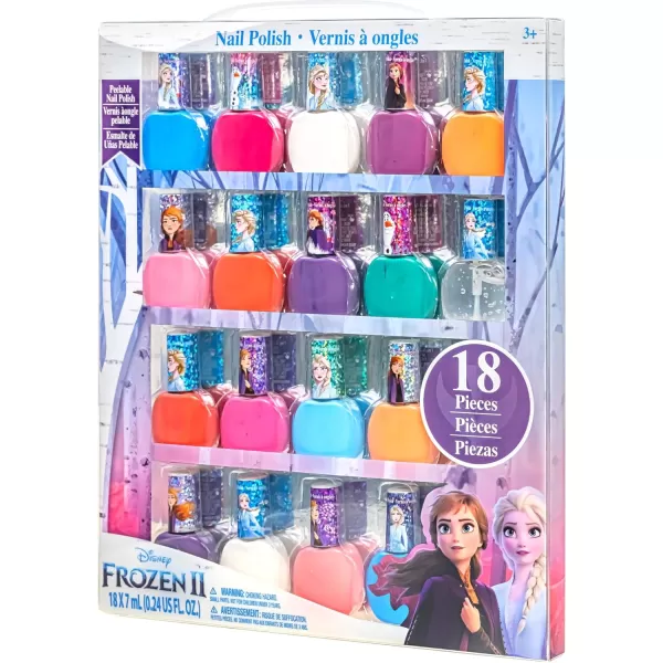 imageDisney Frozen Elsa Anna NonToxic PeelOff WaterBased Safe Quick Dry Nail Polish Gift Kit Set for Kids Tweens Girls Glittery and Opaque Colors Ages 3 18 Pcs