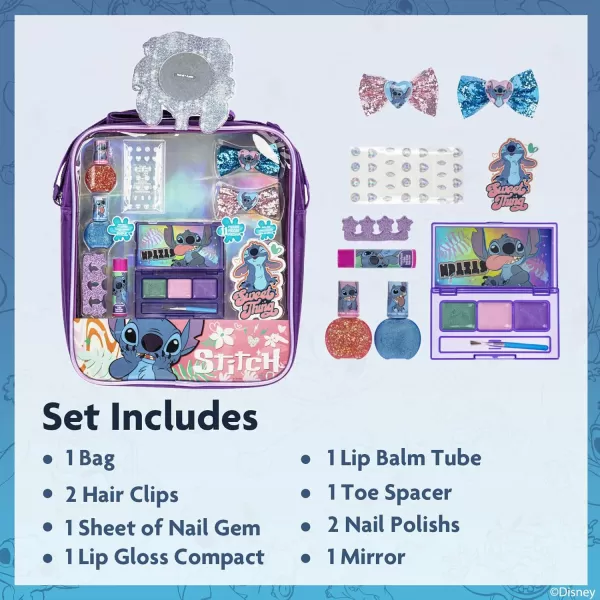 imageDisney Lilo and Stitch Makeup Filled Shoulder Bag Includes Lip Gloss Nail Polish Hair Bow ampamp More for Girls Ideal for Ages 3 and Up Perfect for Parties ampamp Makeovers by Townley Girl