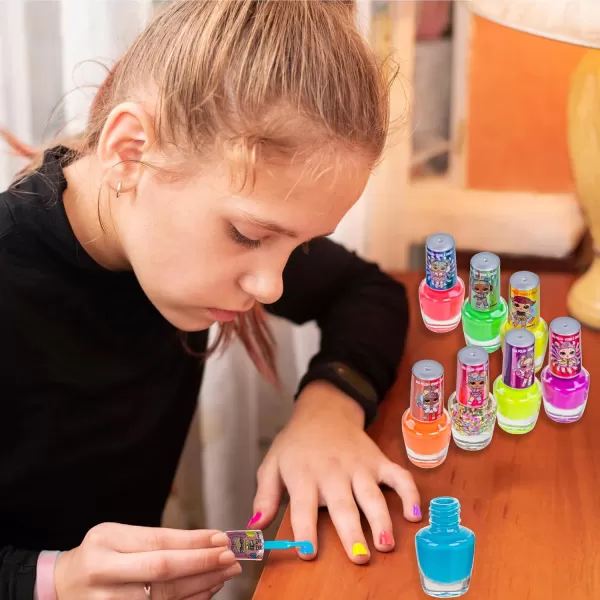 imageLOL Surprise 8 pc Non Toxic Nail Polish Set for Kids with Nail Dryer  Peelable Nail Varnish Kit for Ages 3 by Townley Girl