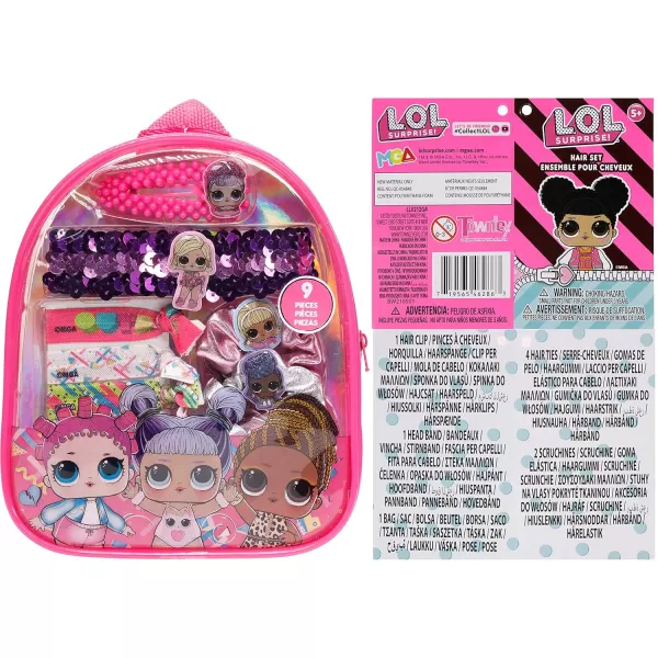 imageLOL Surprise Townley Girl Backpack Cosmetic Makeup Gift Bag Set includes Hair Accessories and Clear PVC Backpack for Kids Girls Ages 3 perfect for Parties Sleepovers and Makeovers