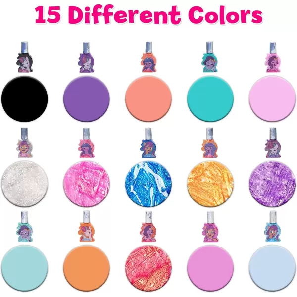 imageMy Little Pony  Townley Girl NonToxic Water Based PeelOff Nail Polish Set for Girls Glittery ampamp Opaque Colors with Toe Spacers ampamp Nail Stickers