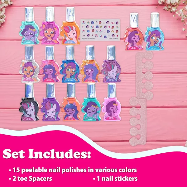 imageMy Little Pony  Townley Girl NonToxic Water Based PeelOff Nail Polish Set for Girls Glittery ampamp Opaque Colors with Toe Spacers ampamp Nail Stickers