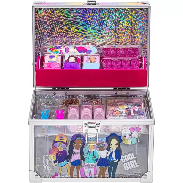 imageTownley Girl DIY Train Case Makeup Beauty set Includes Bracelet Beads ampamp String Tattoos Lip Gloss Hair Clips Nail Polish ampamp Much More for Girls Ages 6 Perfect for Parties Sleepovers ampamp Makeovers