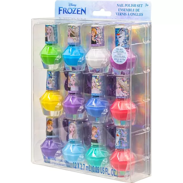 imageTownley Girl Disney Frozen Elsa and Anna NonToxic PeelOff WaterBased Safe Quick Dry Nail Polish Gift Kit Set for Kids Girls with Bonus Nail Separators 14 Pc Set All Solid Colors