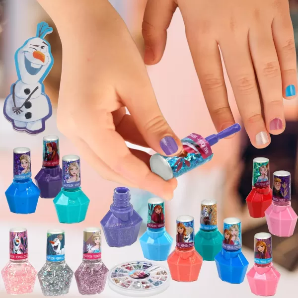 imageTownley Girl Disney Frozen NonToxic PeelOff Nail Polish Set with Shimmery and Opaque Colors with Nail Gems for Girls Ages 3 Perfect for Parties Sleepovers and Makeovers 18 Pc Set