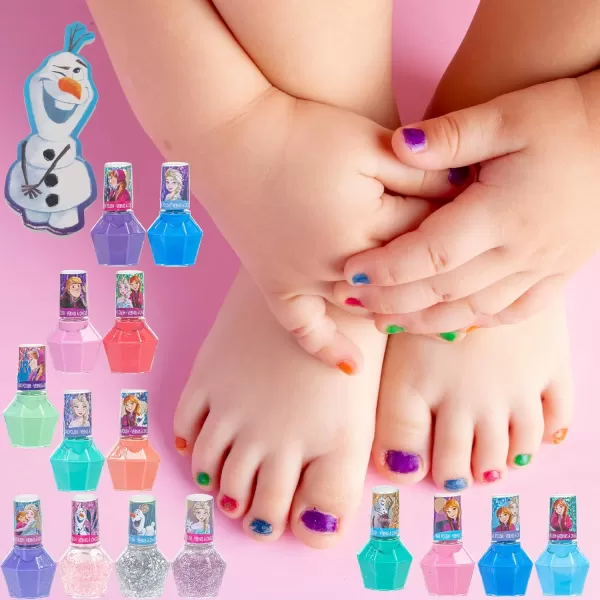 imageTownley Girl Disney Frozen NonToxic PeelOff Nail Polish Set with Shimmery and Opaque Colors with Nail Gems for Girls Ages 3 Perfect for Parties Sleepovers and Makeovers 18 Pc Set