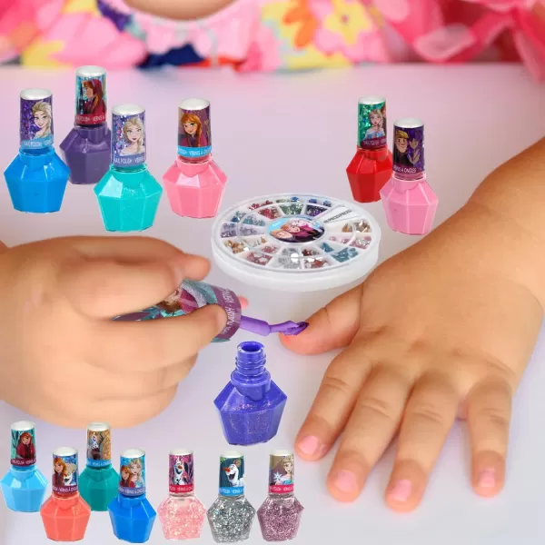 imageTownley Girl Disney Frozen NonToxic PeelOff Nail Polish Set with Shimmery and Opaque Colors with Nail Gems for Girls Ages 3 Perfect for Parties Sleepovers and Makeovers 18 Pc Set