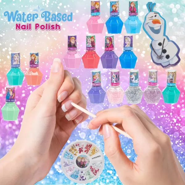 imageTownley Girl Disney Frozen NonToxic PeelOff Nail Polish Set with Shimmery and Opaque Colors with Nail Gems for Girls Ages 3 Perfect for Parties Sleepovers and Makeovers 18 Pc Set