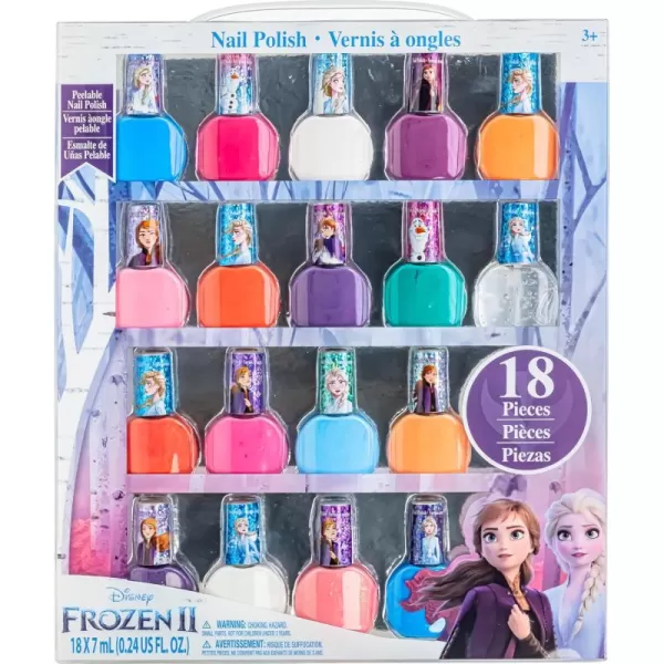 imageDisney Frozen Elsa Anna NonToxic PeelOff WaterBased Safe Quick Dry Nail Polish Gift Kit Set for Kids Tweens Girls Glittery and Opaque Colors Ages 3 18 Pcs