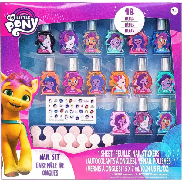 imageMy Little Pony  Townley Girl NonToxic Water Based PeelOff Nail Polish Set for Girls Glittery ampamp Opaque Colors with Toe Spacers ampamp Nail Stickers