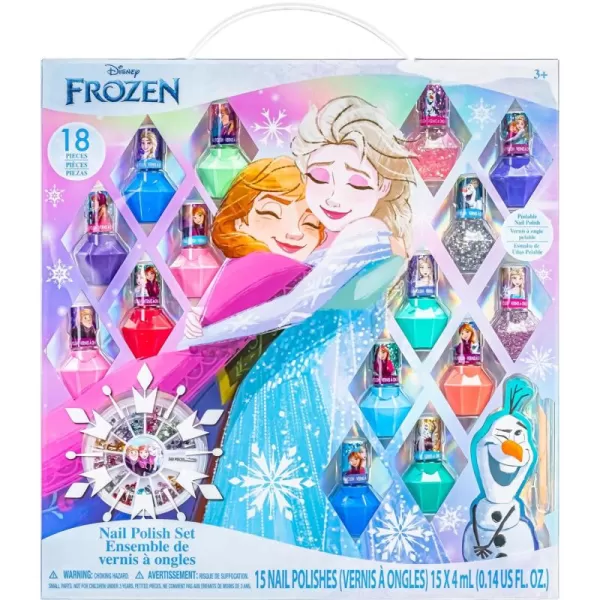 imageTownley Girl Disney Frozen NonToxic PeelOff Nail Polish Set with Shimmery and Opaque Colors with Nail Gems for Girls Ages 3 Perfect for Parties Sleepovers and Makeovers 18 Pc Set