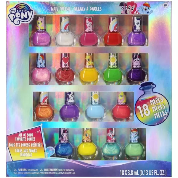 imageTownley Girl My Little Pony NonToxic Water Based PeelOff Nail Polish Set with Glittery and Opaque Colors for Girls Kids Teens Ages 3 Perfect for Parties Sleepovers and Makeovers 18 Pcs