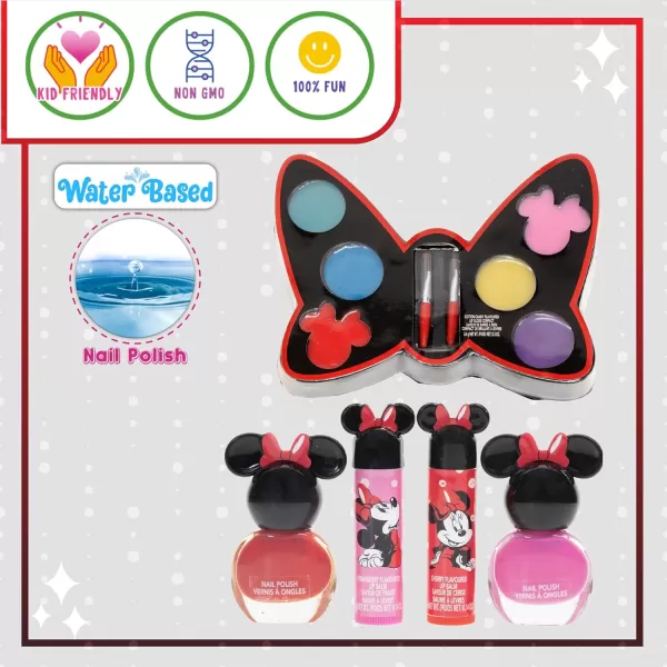 imageTownley Girl Disney Minnie Mouse Zipper Cosmetic Train Case With Lip Gloss Lip Balm Hair Clips Nail Stickers Scrunchie and More Ages 3 for Parties Sleepovers and Makeovers