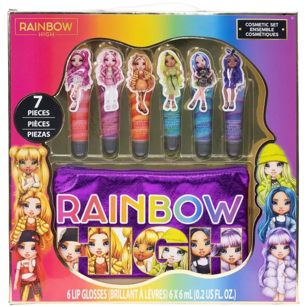 imageTownley Girl Rainbow High 7 Pcs Makeup Set with 6 Flavored and Swirled Lip Glosses ampamp Bonus Bag for Girls Ages 6 Perfect for Parties Sleepovers and Makeovers