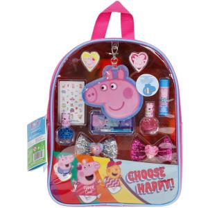 imagePeppa Pig Backpack Cosmetic Makeup Bag Set with Flipup Mirror Includes Lip Gloss Nail Polish Hair Bow ampamp More for Kids Tween Girls Ages 3 Perfect for Parties Sleepovers ampamp Makeovers Townley Girl