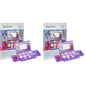 imageDisney Frozen AllinOne Kids Cosmetic Compact Set Includes Washable Lip Gloss Eye Shimmer Cheek Shimmer Brushes Colorful Portable Beauty Set for Girls Kids and Toddlers Ages 3 by Townley Girl1 Count Pack of 2