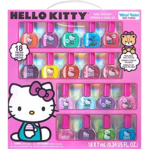 imageHello Kitty NonToxic WaterBased PeelOff Nail Polish Set with Glittery Shimmery ampamp Opaque Colors for Girl Kids Ages 3 Perfect for Parties Sleepovers ampamp Makeovers 18 Pcs
