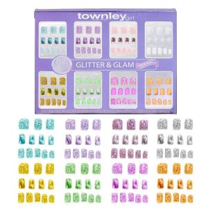 imageTownley Girl 96 Pcs GlitterGlamup ampamp Metallic PressOn Nails Artificial Fake False Nails Set for Tweens with PreGlue Full Cover Acrylic Nail Tip Kit Great for Gifts Parties Sleepovers ampamp MakeoversPurple