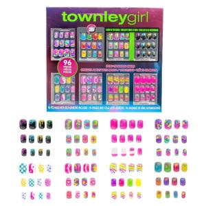 imageTownley Girl 96 Pcs GlitterGlamup ampamp Metallic PressOn Nails Artificial Fake False Nails Set for Tweens with PreGlue Full Cover Acrylic Nail Tip Kit Great for Gifts Parties Sleepovers ampamp MakeoversRainbow