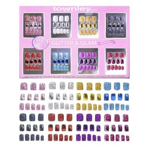 imageTownley Girl 96 Pcs GlitterGlamup ampamp Metallic PressOn Nails Artificial Fake False Nails Set for Tweens with PreGlue Full Cover Acrylic Nail Tip Kit Great for Gifts Parties Sleepovers ampamp MakeoversPink