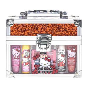 imageHello Kitty Cosmetic Makeup Train Case Set Includes Lip Gloss Tube Lip Balm Lip Gloss Compact for Girls Ages 3for Parties Sleepovers by Townley Girl