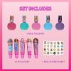imageBarbie Cosmetic Makeup Set for Girls with Super Sparkly Lip Gloss Nail Polish and Nail Stickers 11 Pieces Perfect for Parties Sleepovers Makeovers Birthday Holiday Gift Ages 3 By Townley Girl