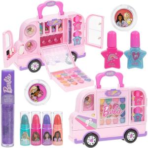 imageBarbie Car Makeup Kit for Girls Real Washable Toy Makeup Set Barbie Gift Play Makeup and Pretend Play Toys Perfect for Birthdays Parties Sleepovers ampamp Makeovers Ages 6 and up by Townley Girl